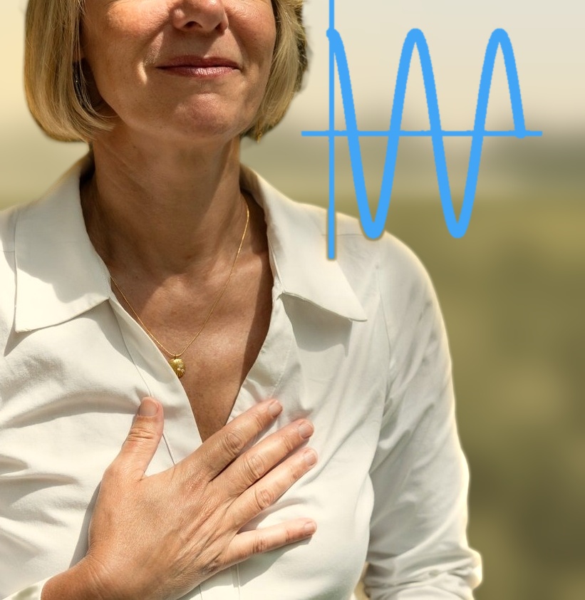 Participante à l’expérience Vitality Resilience, une main posée sur le cœur