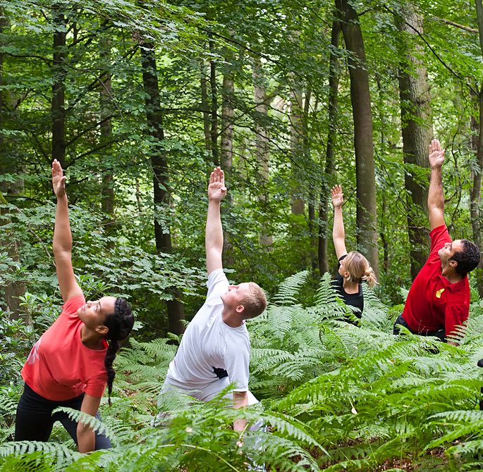 Séance de yoga en pleine forêt, au Dolce La Hulpe