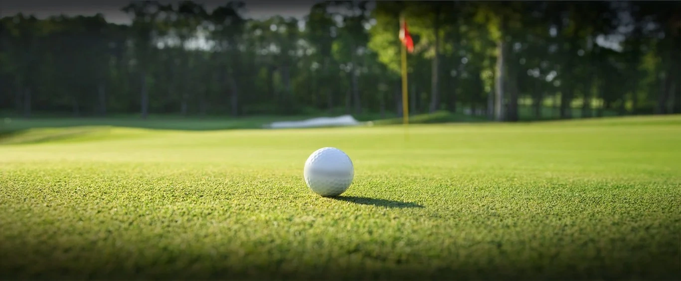 Une balle de golf sur un green entretenu
